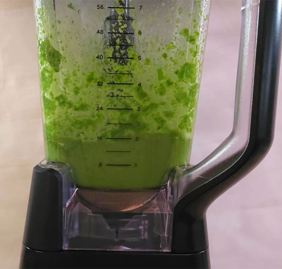 This is a photo of my Spinach Pesto in the blender.
