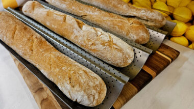 this is a photo of my baked whole wheat baguettes