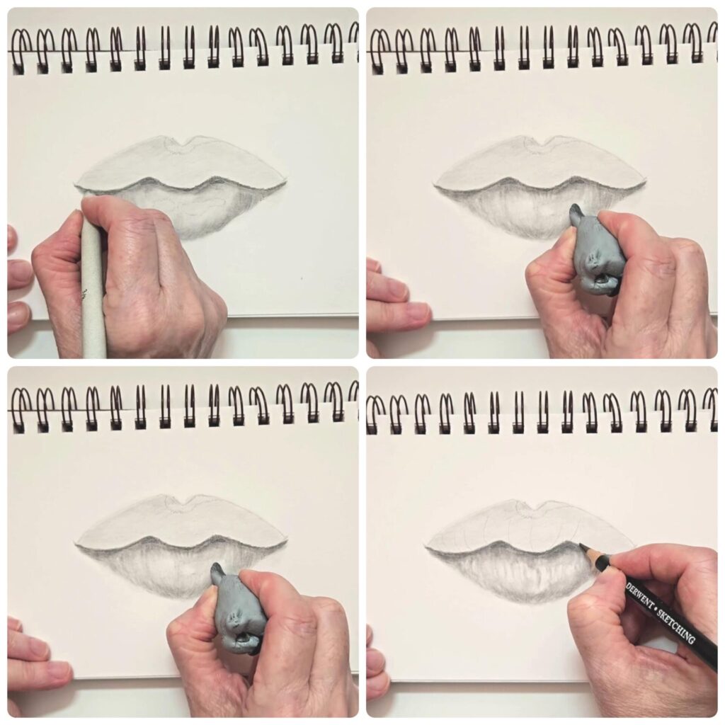 How To Draw Lips With Pencil blending and shading the lower lip