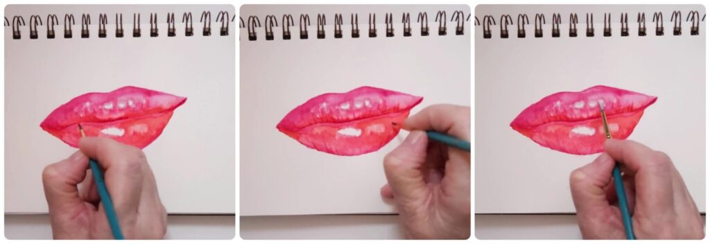 How to paint lips with watercolors step 4