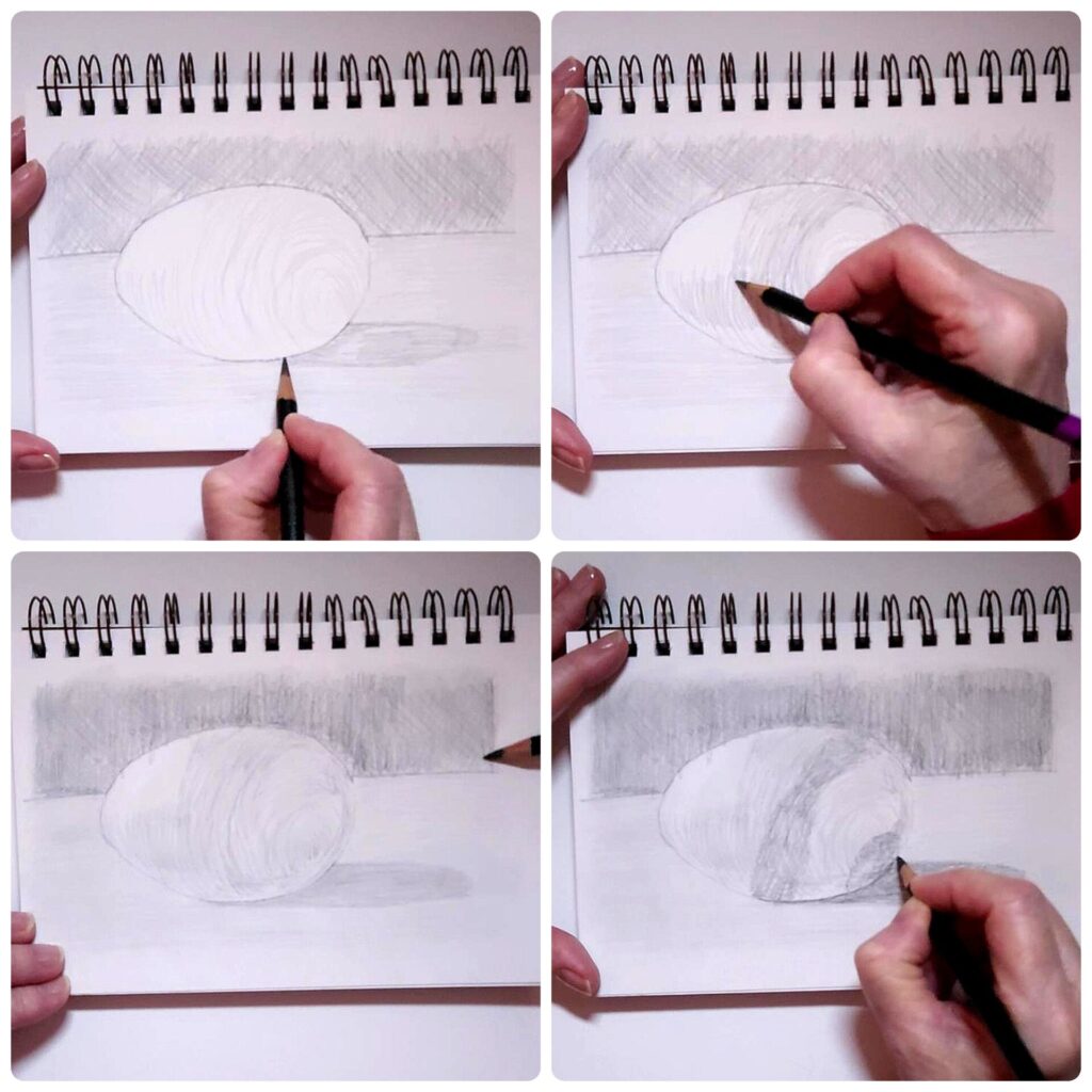 How to draw an egg with pencil step 2