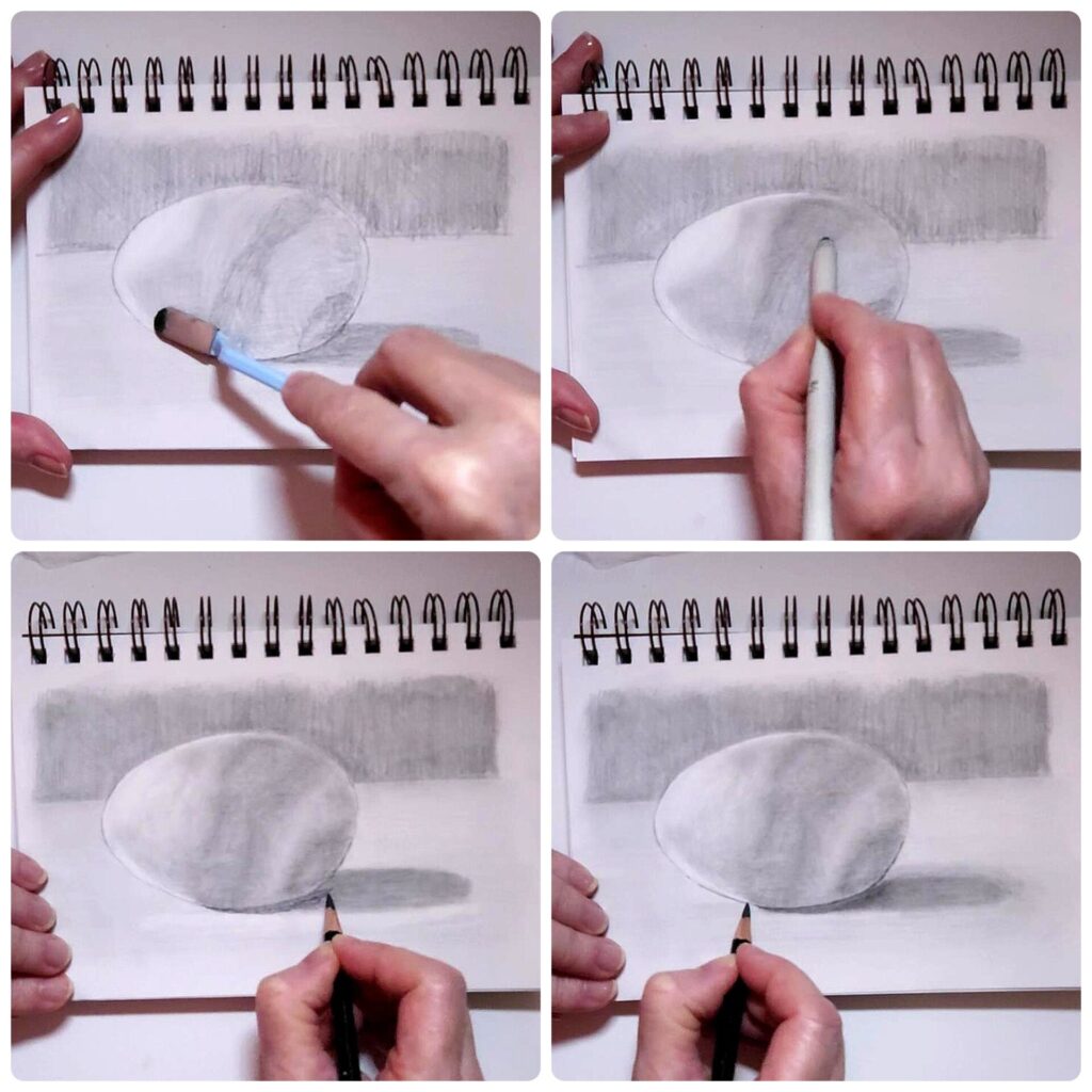 How to draw an egg with pencil step 3