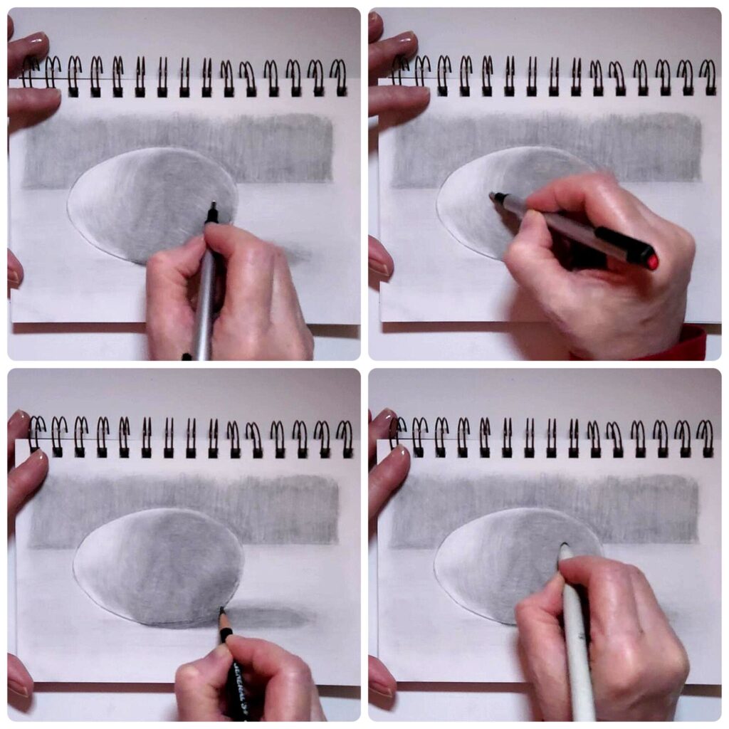 How to draw an egg with pencil step 4