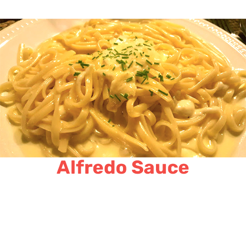 photo of creamy alfredo sauce with pasta