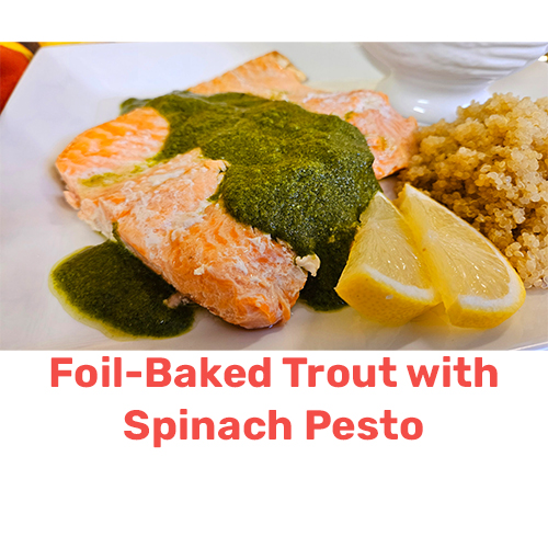 photo of Foil-Baked Trout with Spinach Pesto