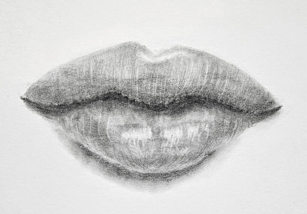 how to draw lips with graphite pencils this image shows my drawing of pencil-drawn lips