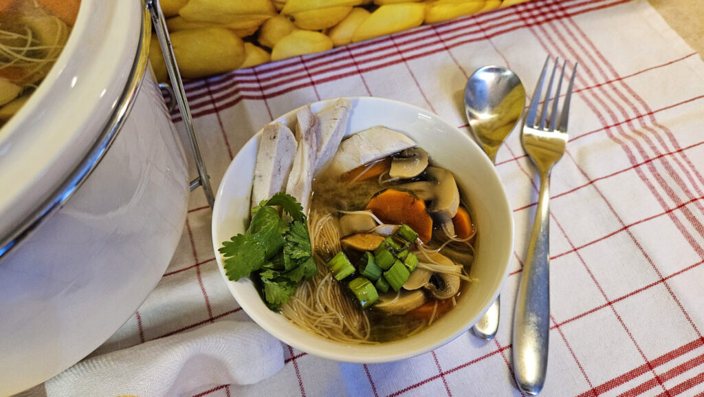 How To Make Pho Style Soup finished soup in bowl