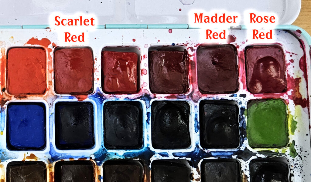 How to paint lips with watercolors pan paints color palette